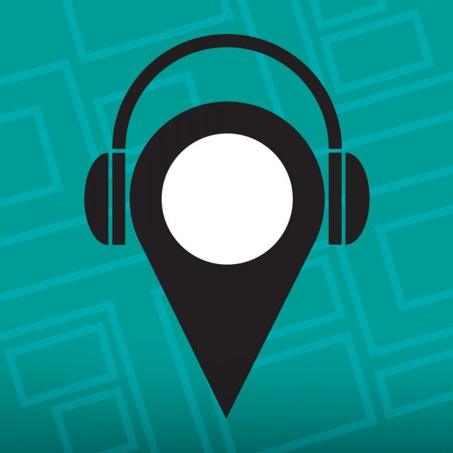 dizzy o dare app icon - a map pin with headphones