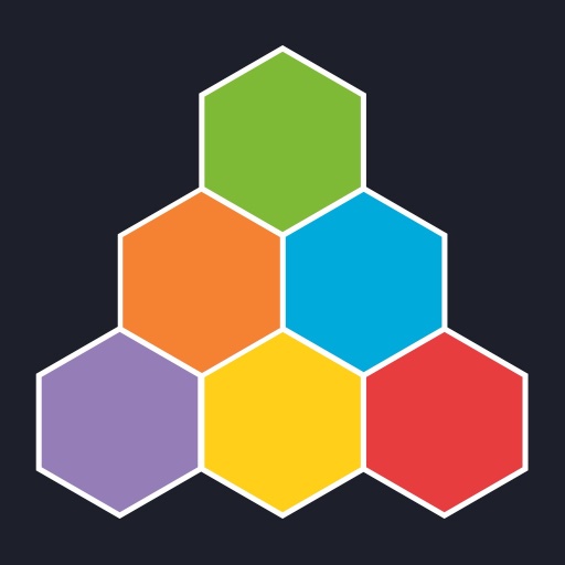 aldershot heritage trail app icon comprising six multicoloured hexagons in a pyramid shape