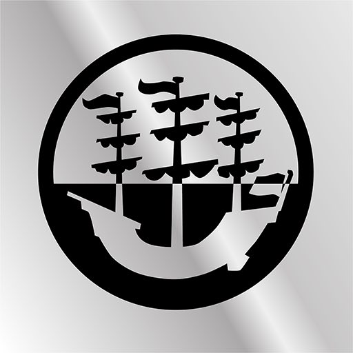 kirkwall heritage trails app icon -a ship in silver and black