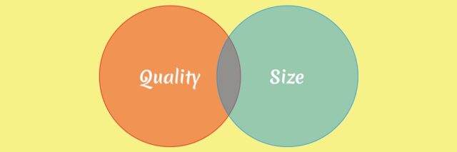 venn diagram with quality and size